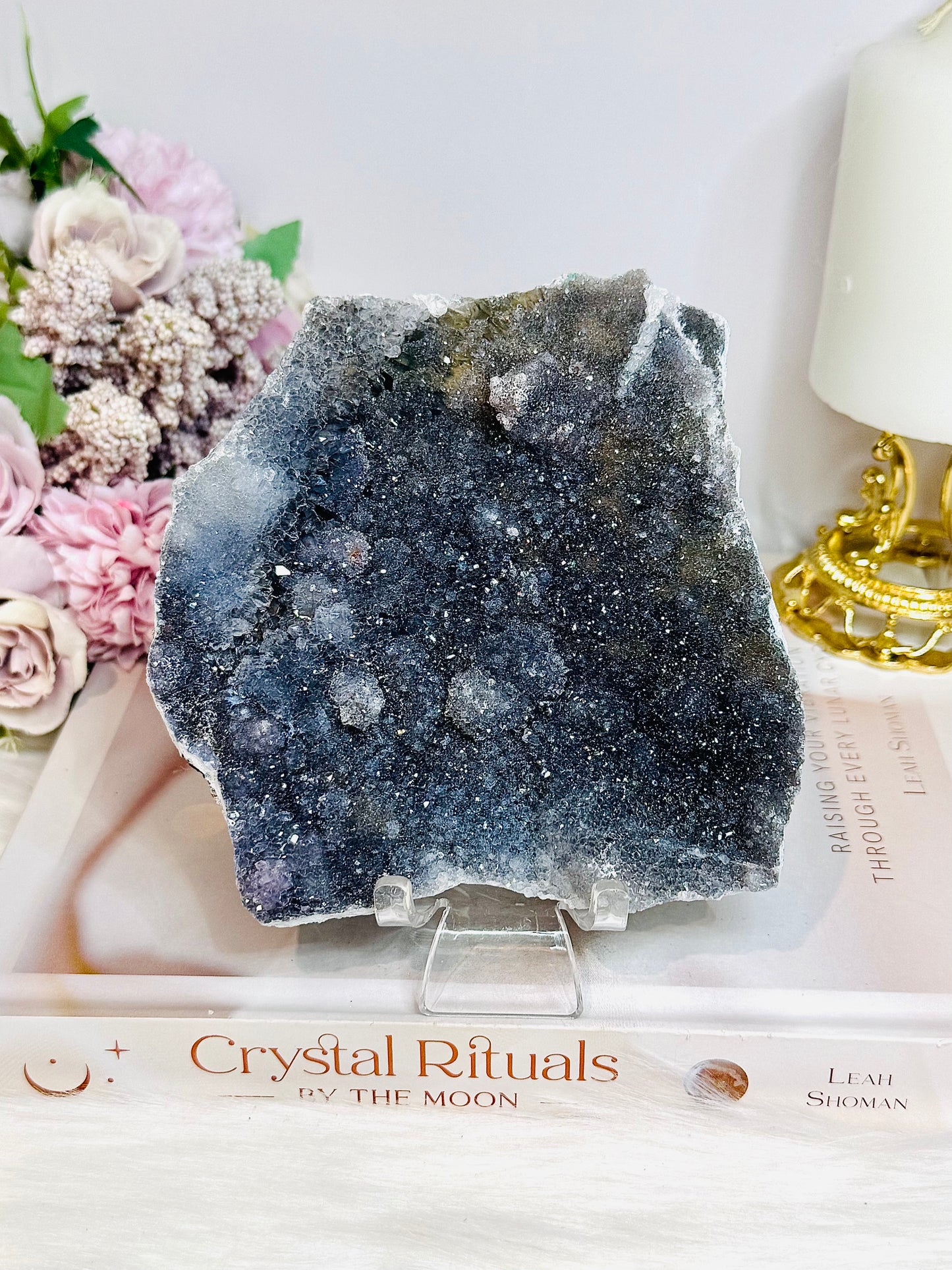 Natural Zeolite (Flower Amethyst) Slab on Stand 11cm
