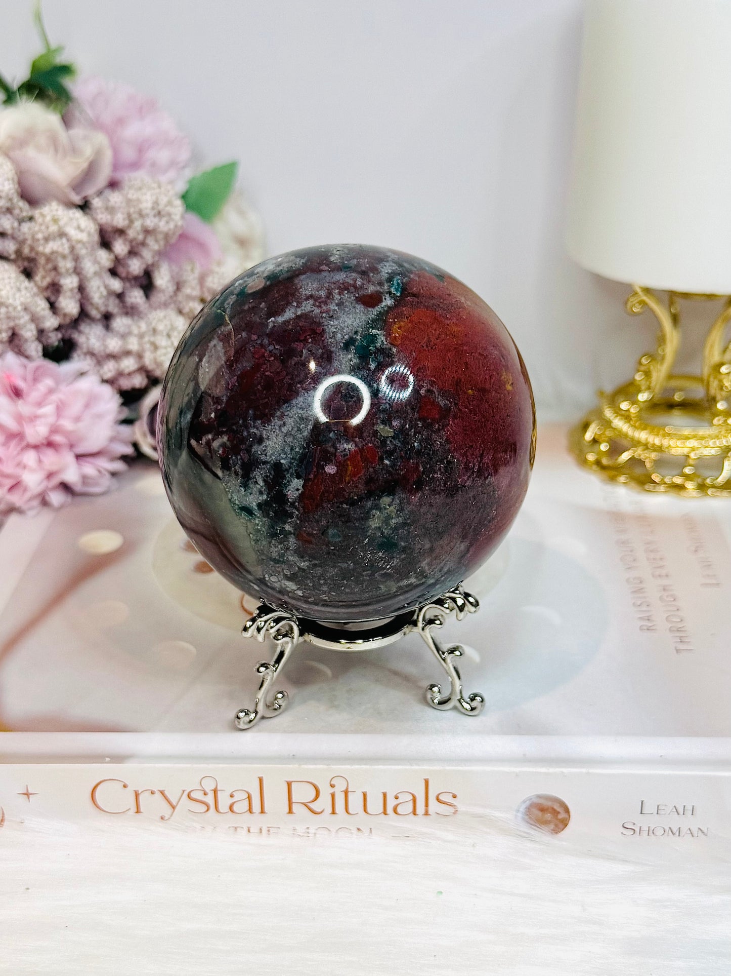 Large Jasper Sphere On Stand 620g