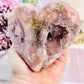 FABULOUS High Grade Pink Amethyst Carved Chunky Heart From Brazil with Incredible Crystallisation 558grams