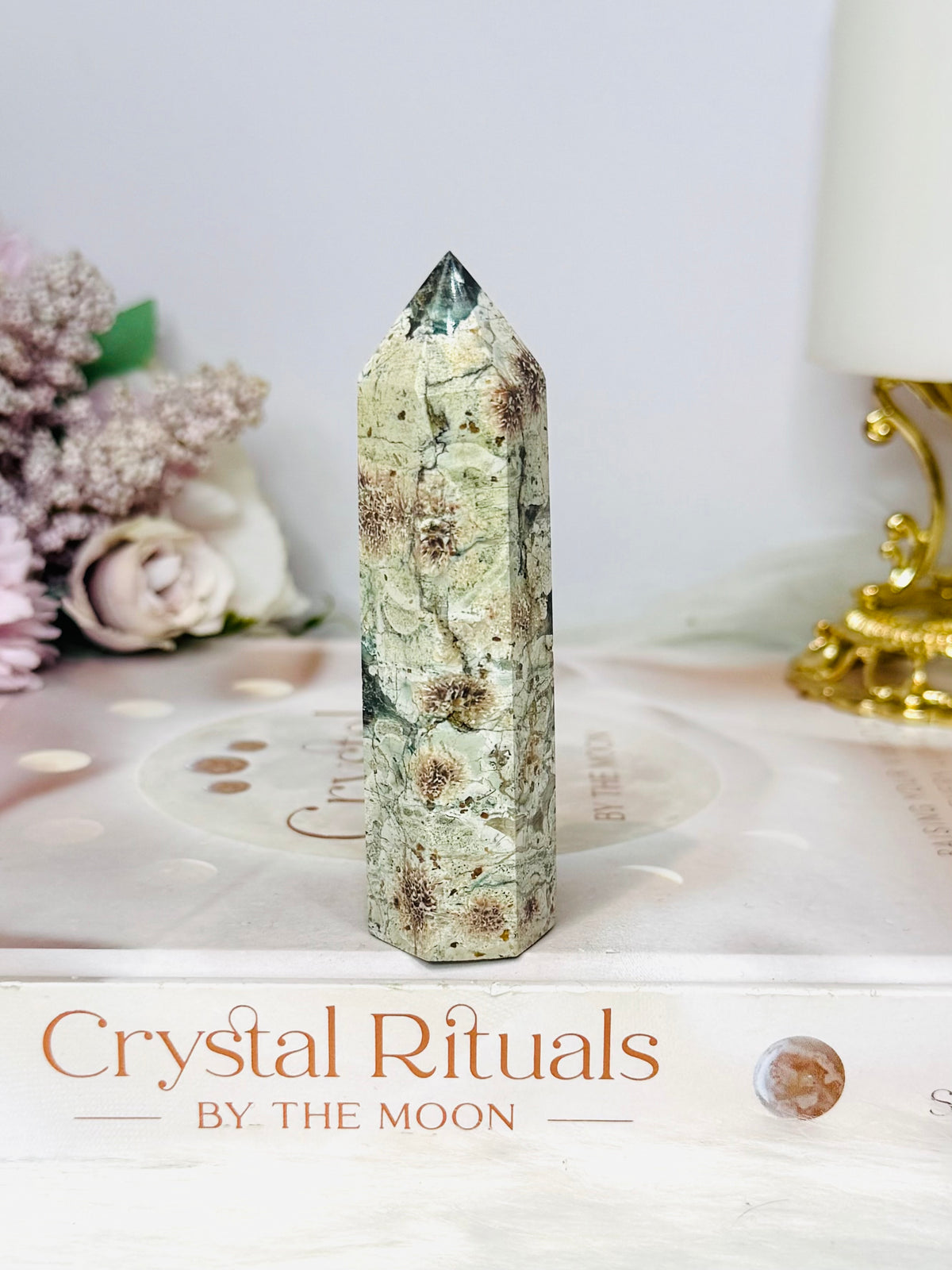 Green Sakura Agate Tower 9cm