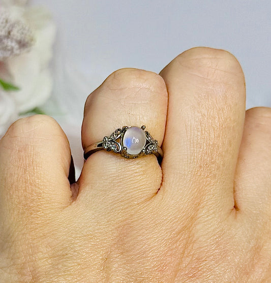 Adjustable Moonstone Ring In Gift Bag