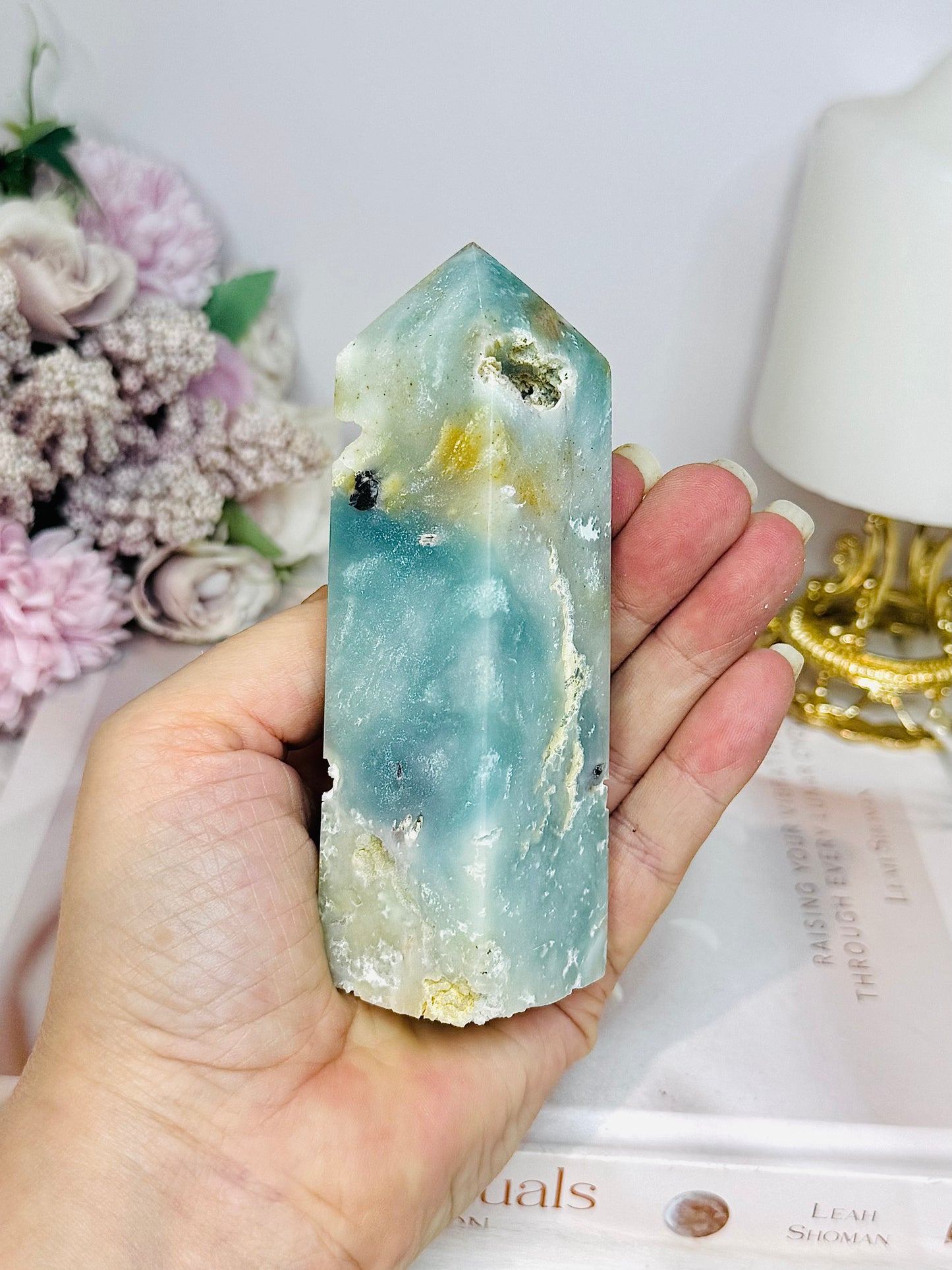 Blue Sky Stone Quartz Druzy Tower 11cm