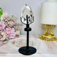 High Grade Clear Quartz Faceted Diamond On Stand 13cm