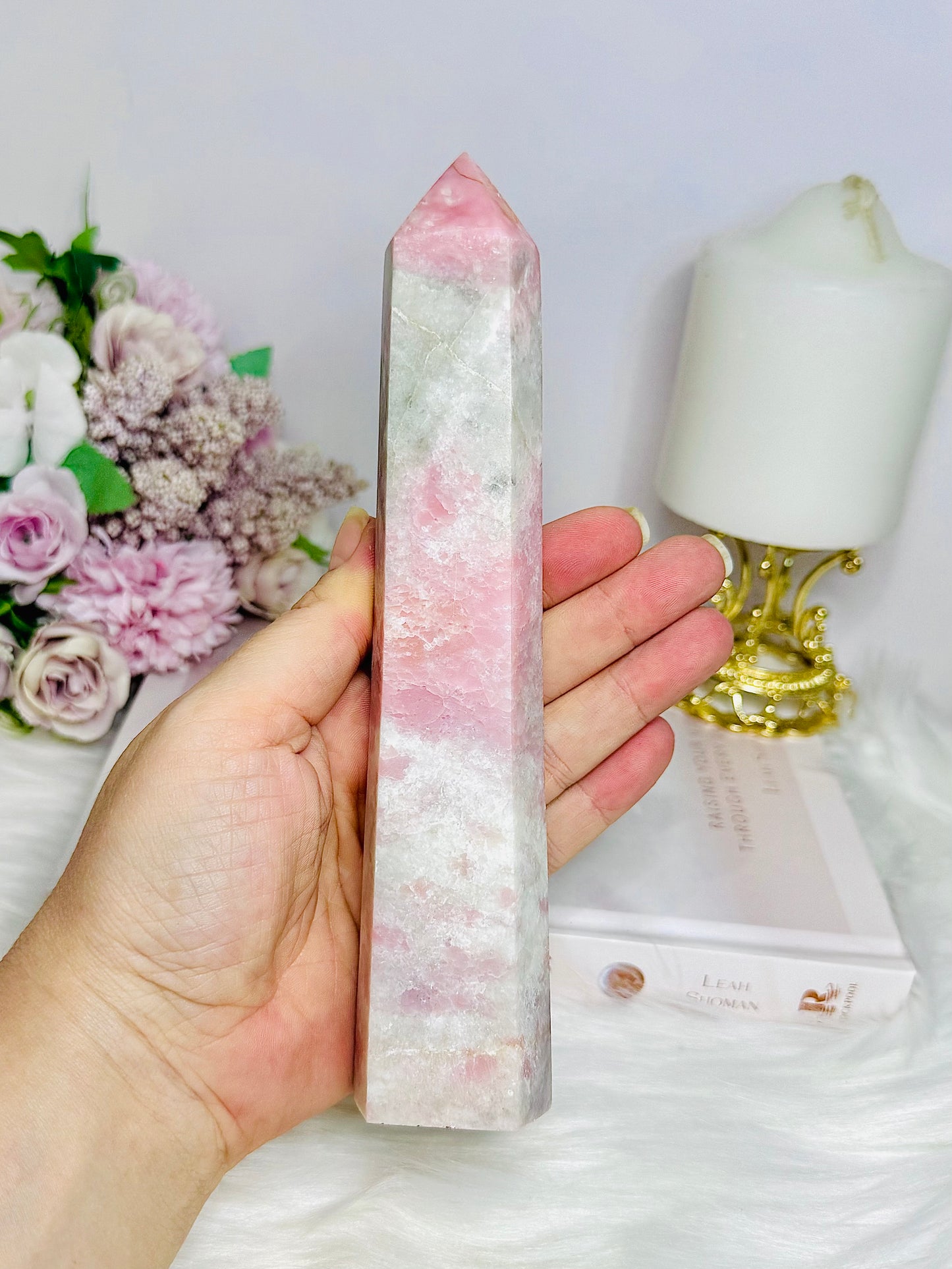 Natural Pink Opal Tower 19.5cm