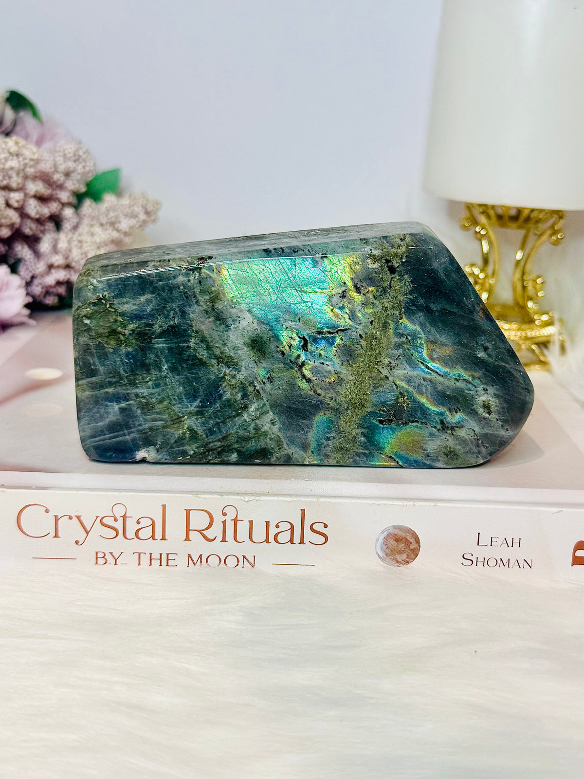 Labradorite Large Freeform 12.5cm 454g (this piece has been damaged in transit has dents on it) Reduced