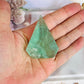 Natural Green Fluorite Faceted Carved Flame 6.5cm