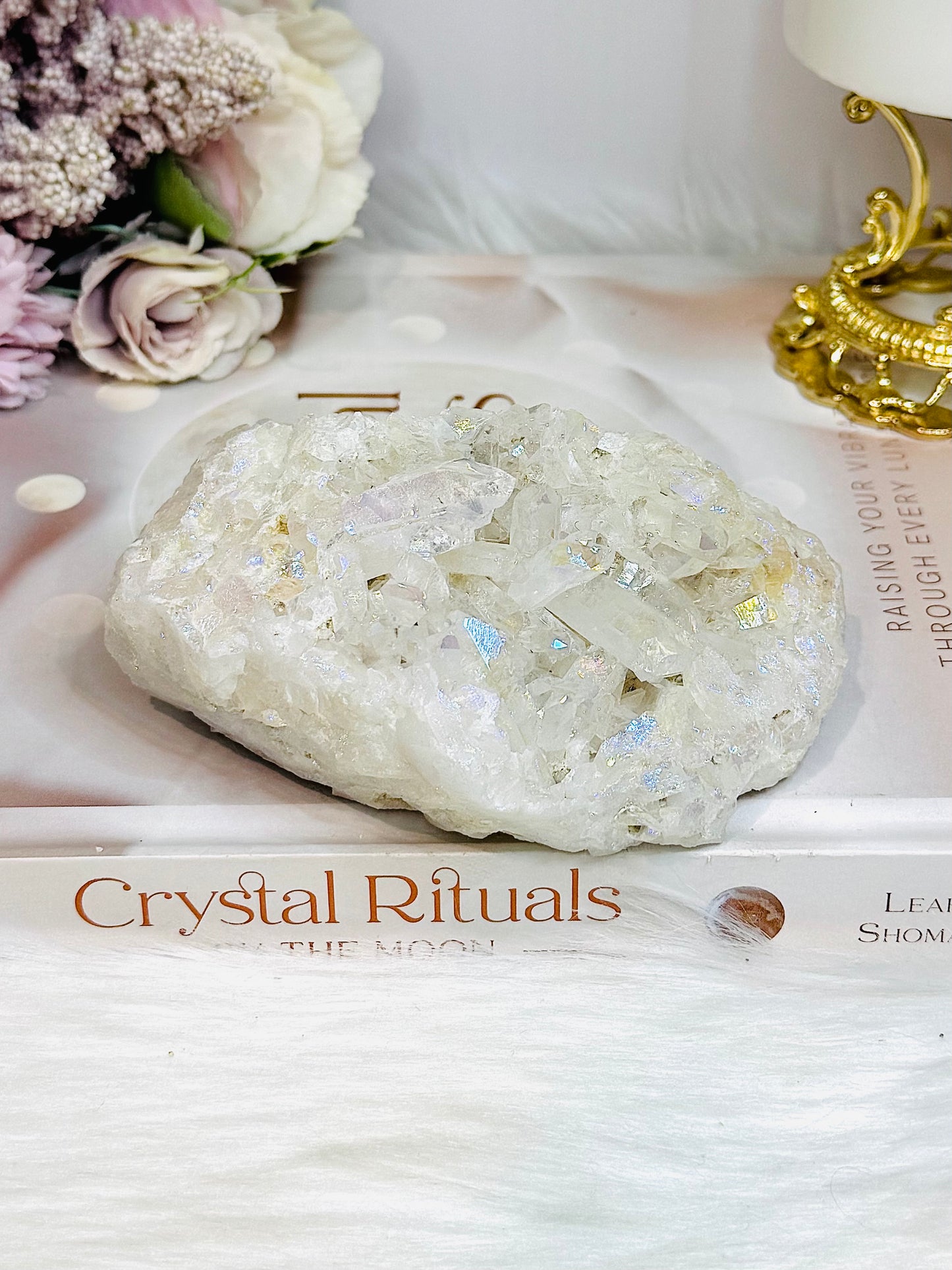 Large Angel Aura Clear Quartz Cluster 428g