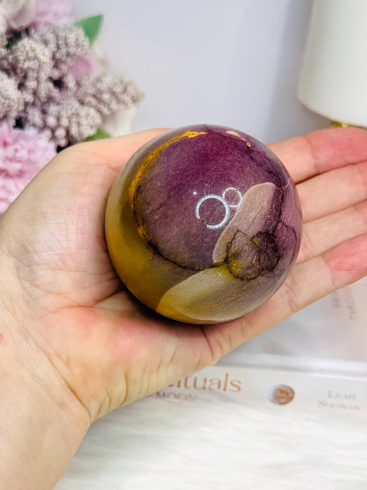 Large Mookaite Jasper Sphere on Stand 347g