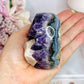 High Grade Deep Purple Amethyst Chunky Heart with Calcite Inclusion On Stand 9cm