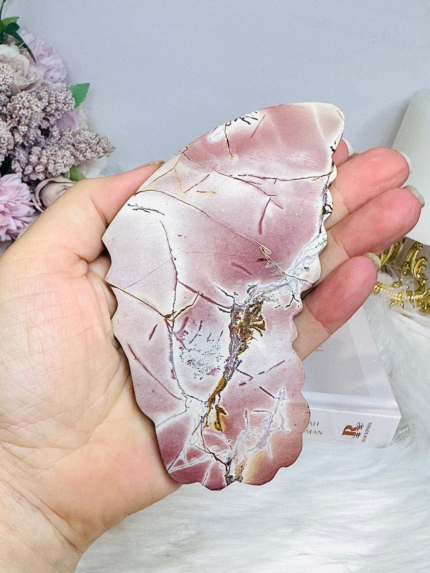 Pink Agate Wings on Stands 12cm