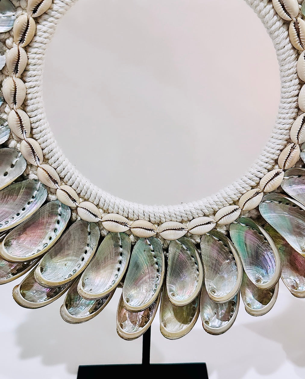 Incredible Large 42cm Mother Of Pearl Necklace On Stand Absolutely Spectacular