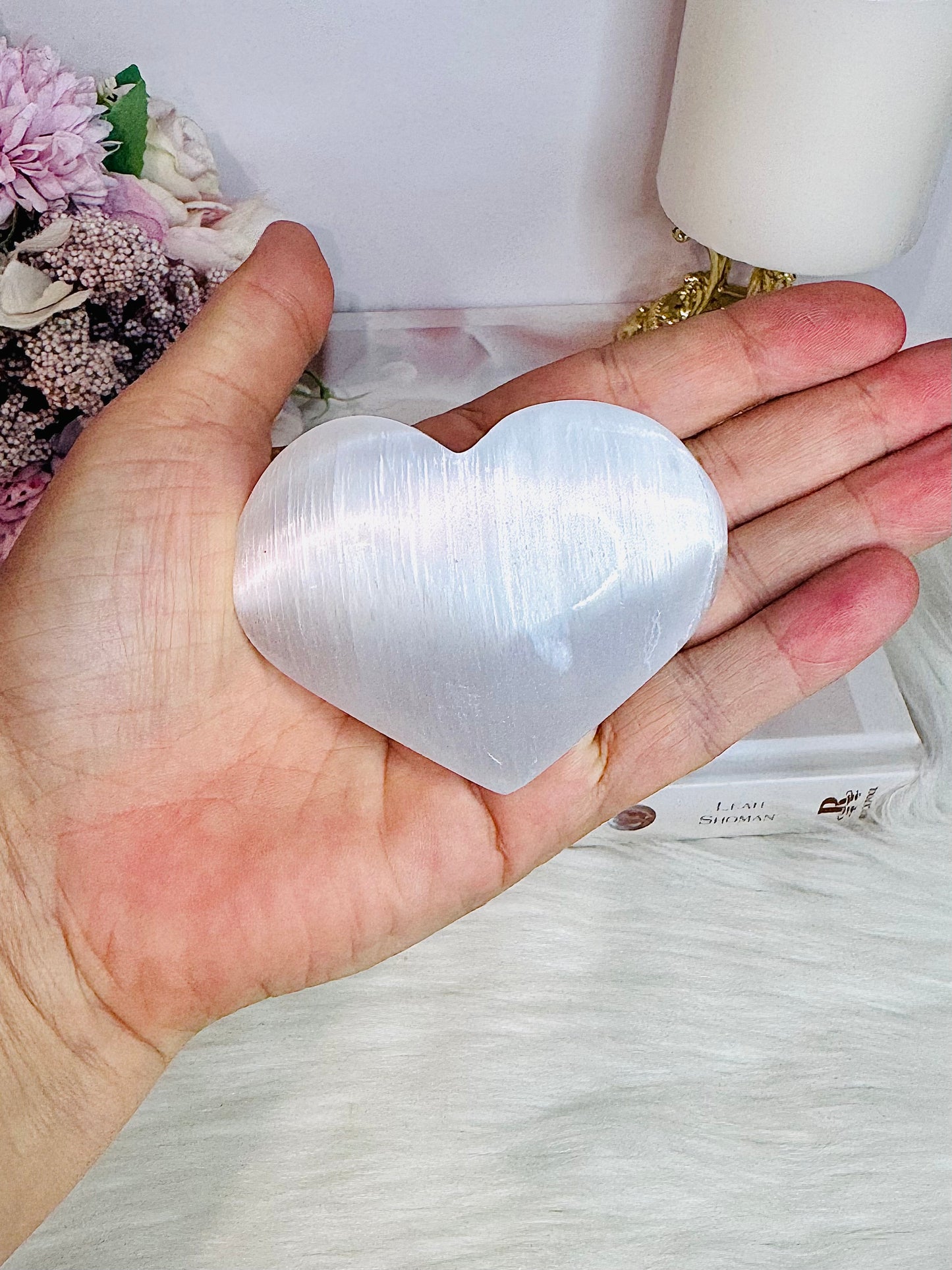 Beautiful Selenite Carved Chunky Heart