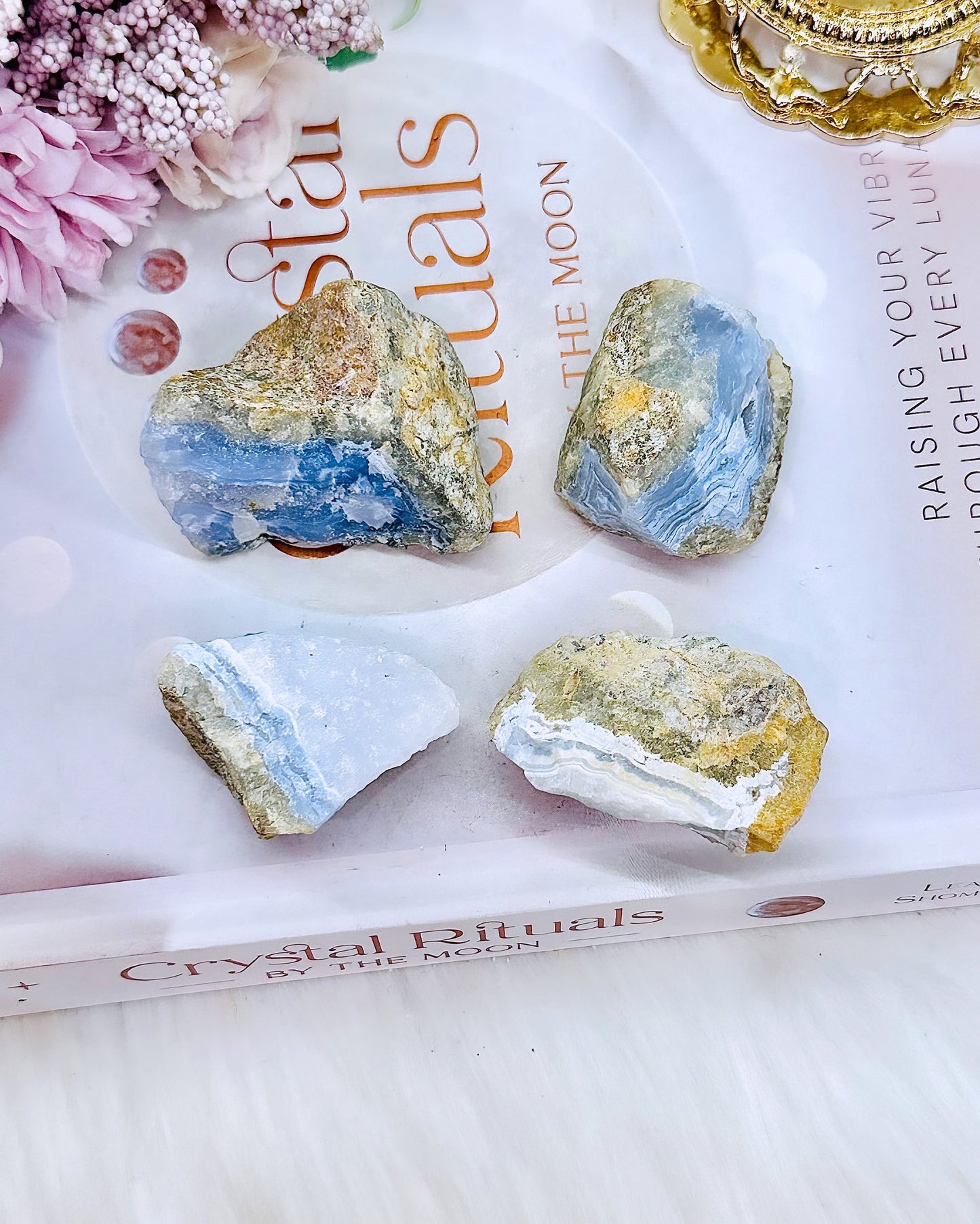 Beautiful Natural Set of 4 Blue Lace Agate Specimen