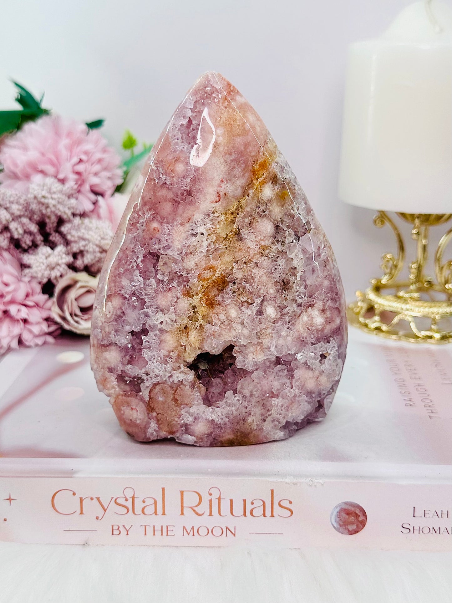 ⚜️ SALE ⚜️ WOW!!! Classy & Absolutely Fabulous Large 13cm 603gram Rare Druzy Pink Amethyst X Flower Agate Freeform | Flame