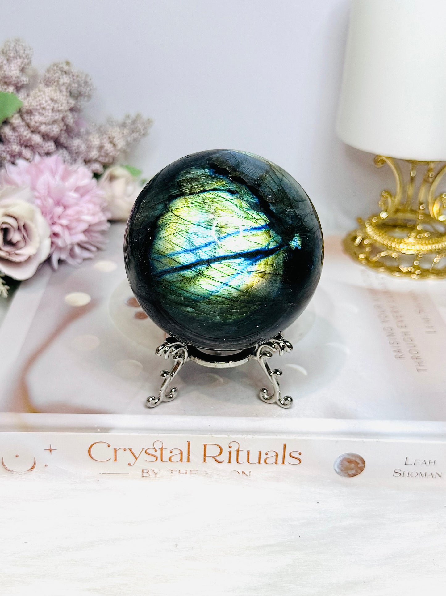 Large Labradorite Sphere on Stand 520g