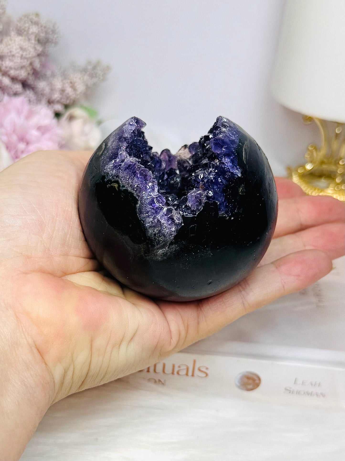 Large Druzy Amethyst Sphere on Stand 358g