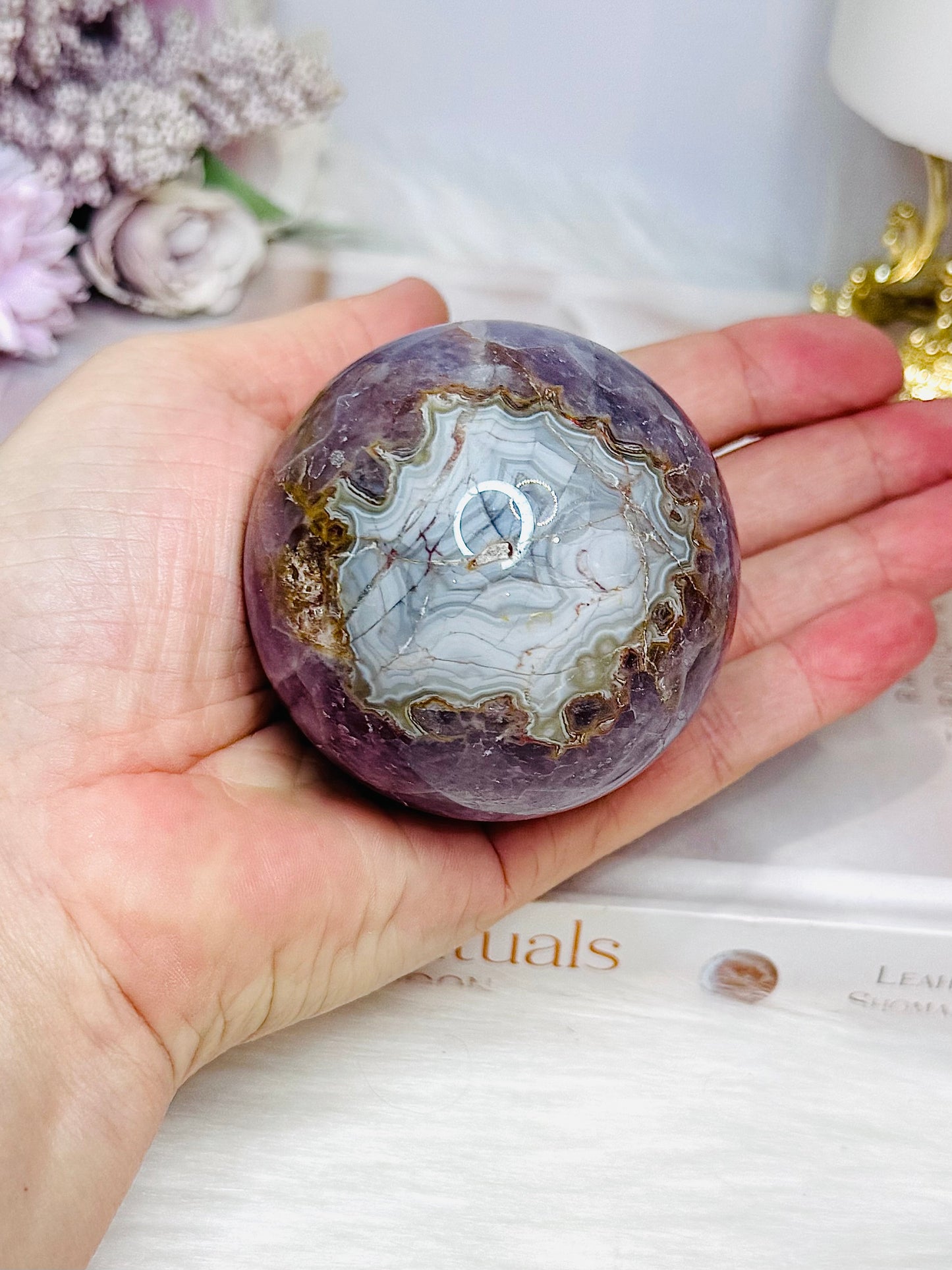 Crazy Lace Amethyst Sphere on Stand 316g