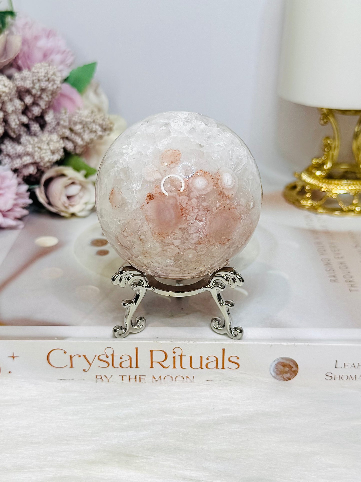 Pink Amethyst Druzy Sphere on Stand 362g