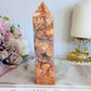 Gorgeous Large 13cm Natural Pink Cotton Candy Agate Carved Tower