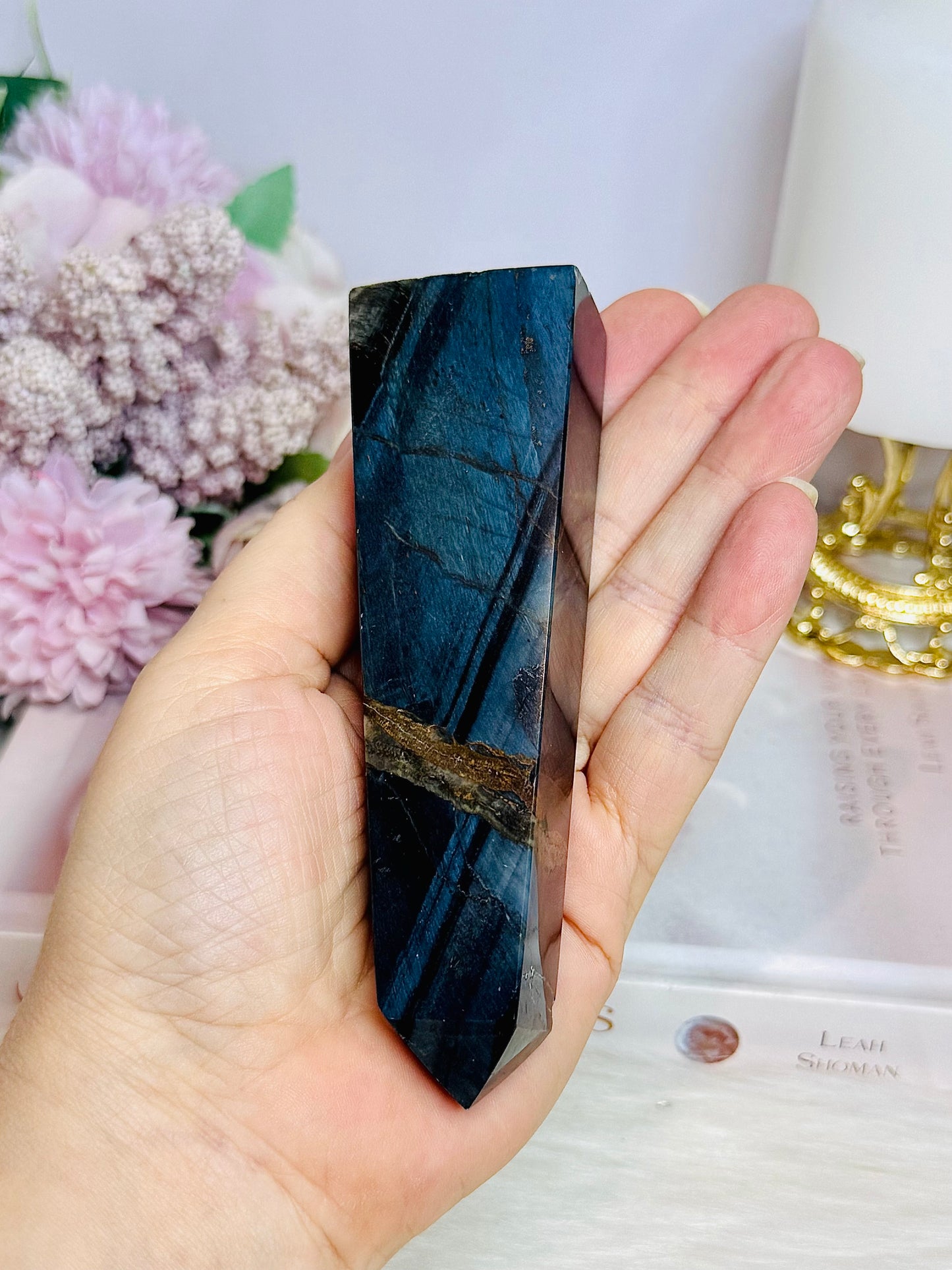 Rare Blue Tigers Eye Tower 12cm