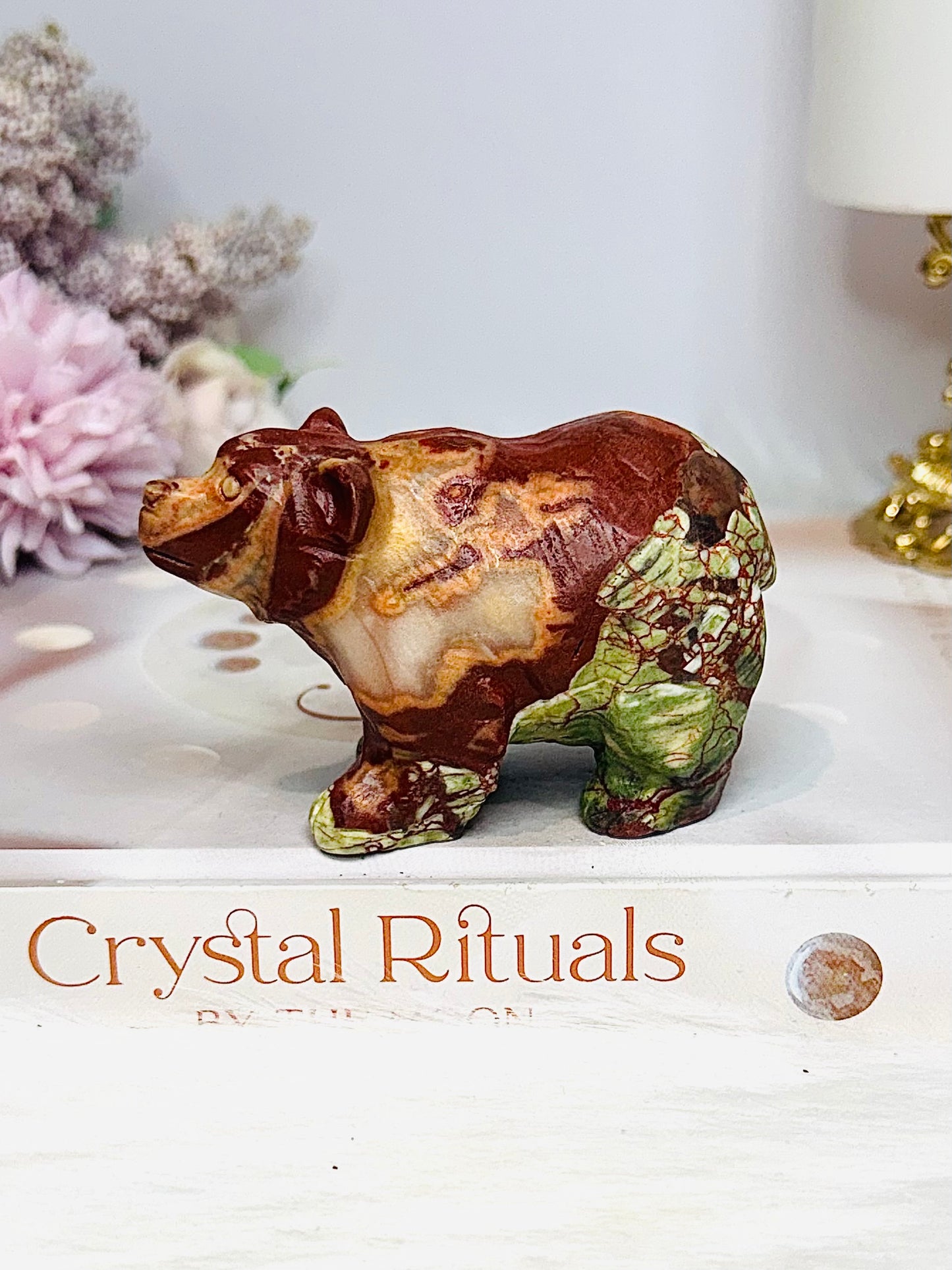 Money Agate Carved Bear 8cm
