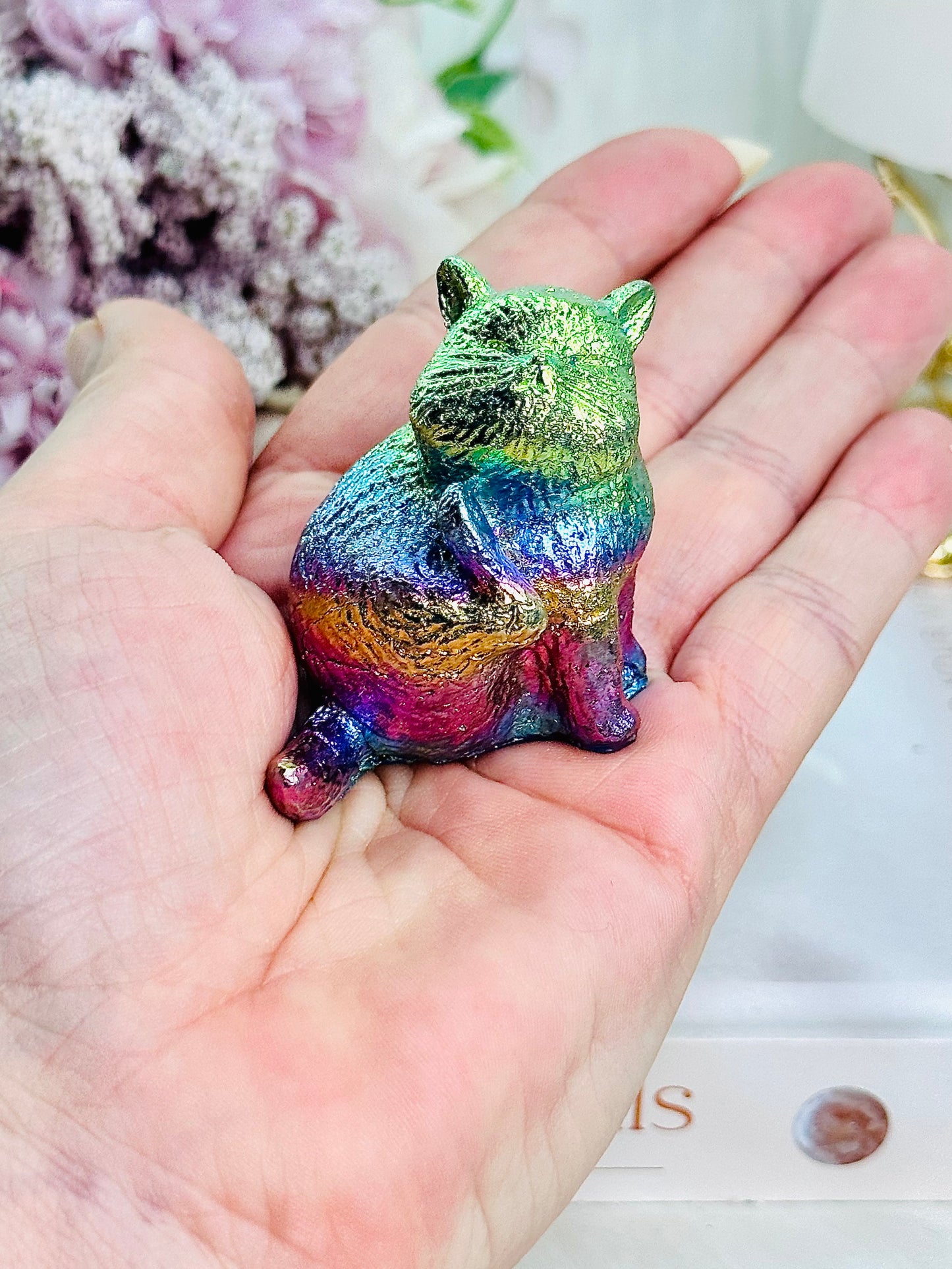 The Cutest Aura Bismuth Carved Cat 142grams