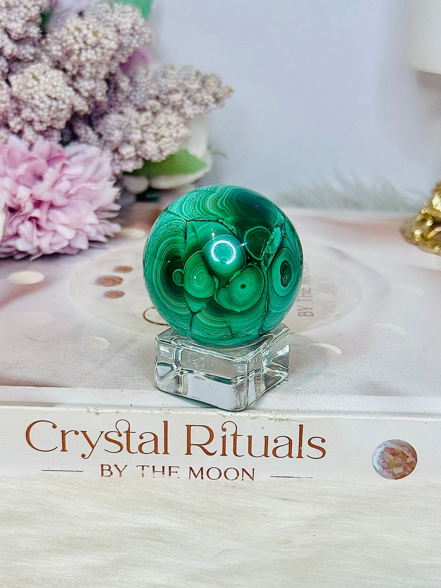 Natural Malachite From Congo Sphere on Stand 140g