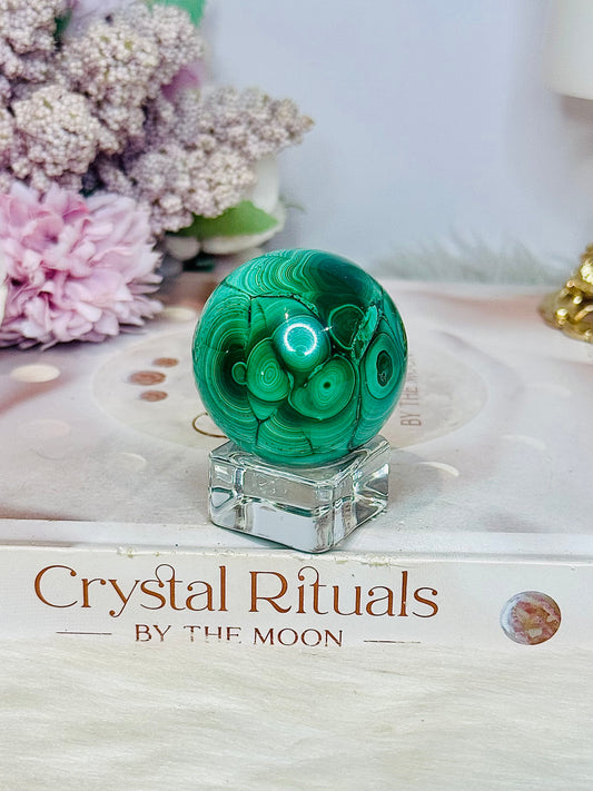 Natural Malachite From Congo Sphere on Stand 140g