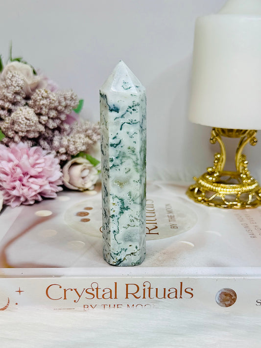 Moss Agate Druzy Tower 10.5cm