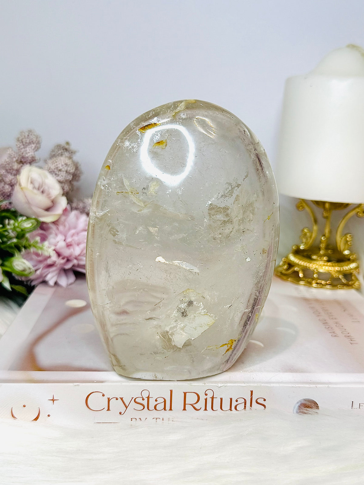 Clear Quartz Freeform with Golden Healer Inclusions 11.5cm 552g