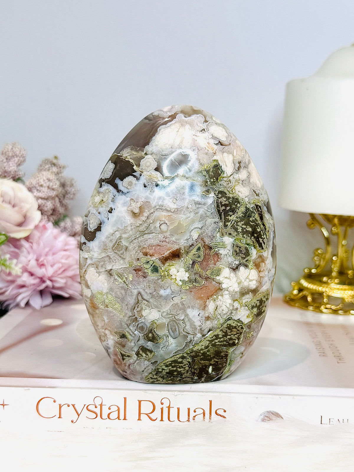 Large Green Flower Agate Freeform 11.5cm 538g