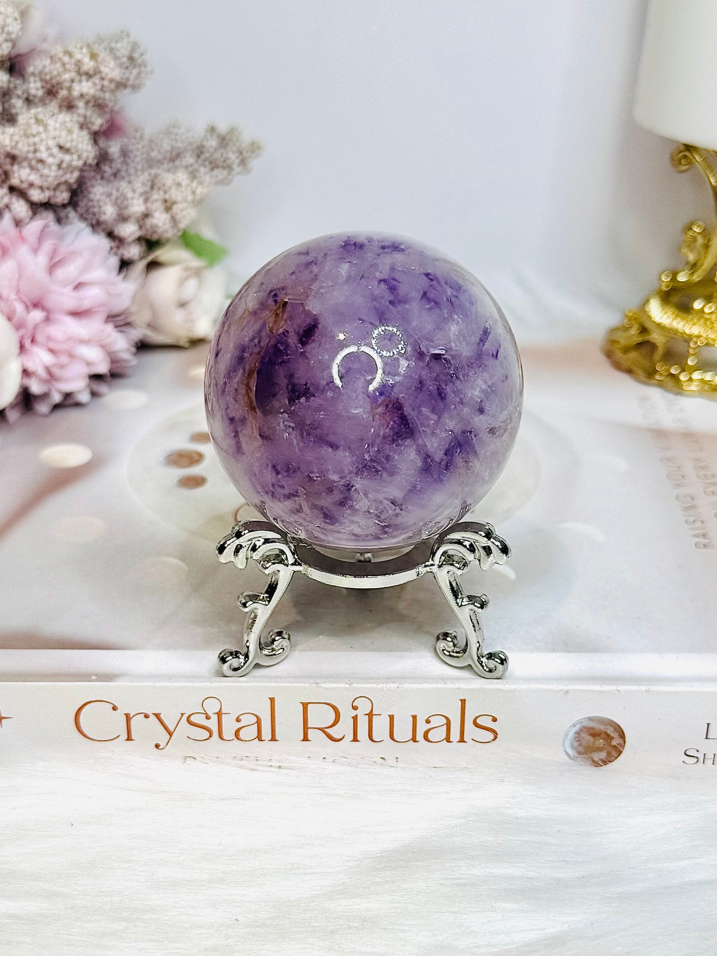 High Grade Amethyst X Agate Sphere On Stand 227g