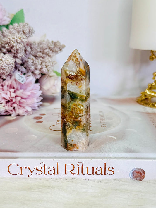 Red & Green Moss Agate Tower 7.5cm