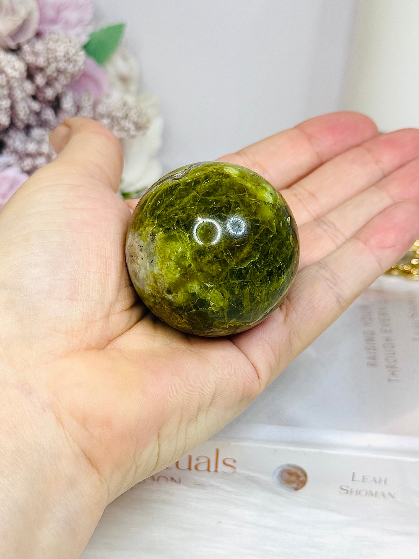 Green Opal Sphere on Stand 122g