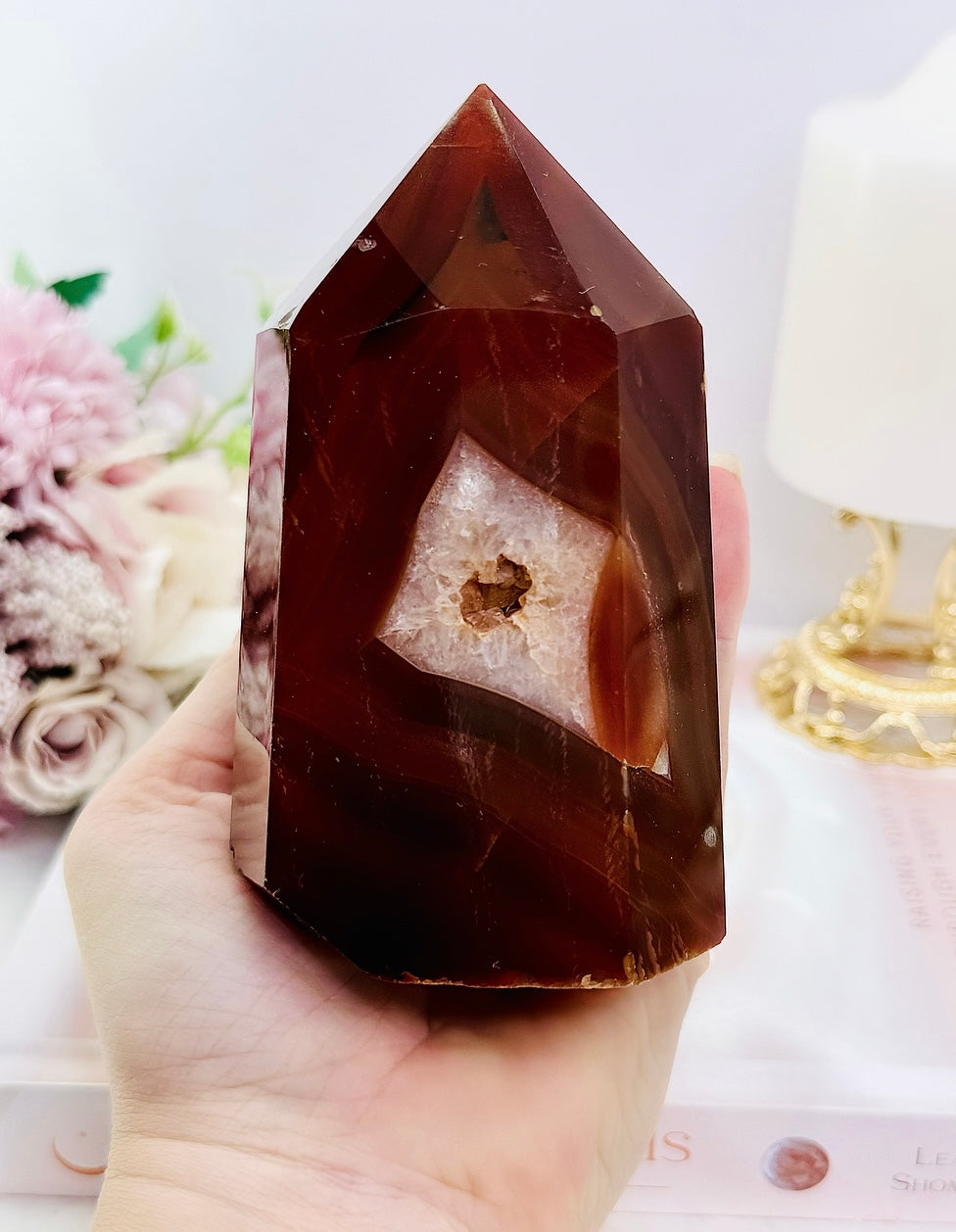 Large 12cm 583gram Chunky Carnelian Druzy Tower