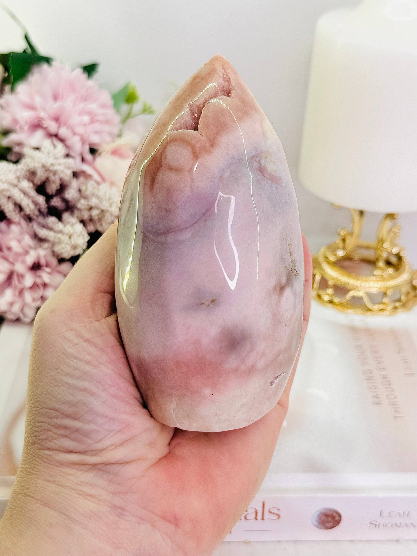 Large 12cm Chunky 537gram Druzy Pink Amethyst Carved Freeform