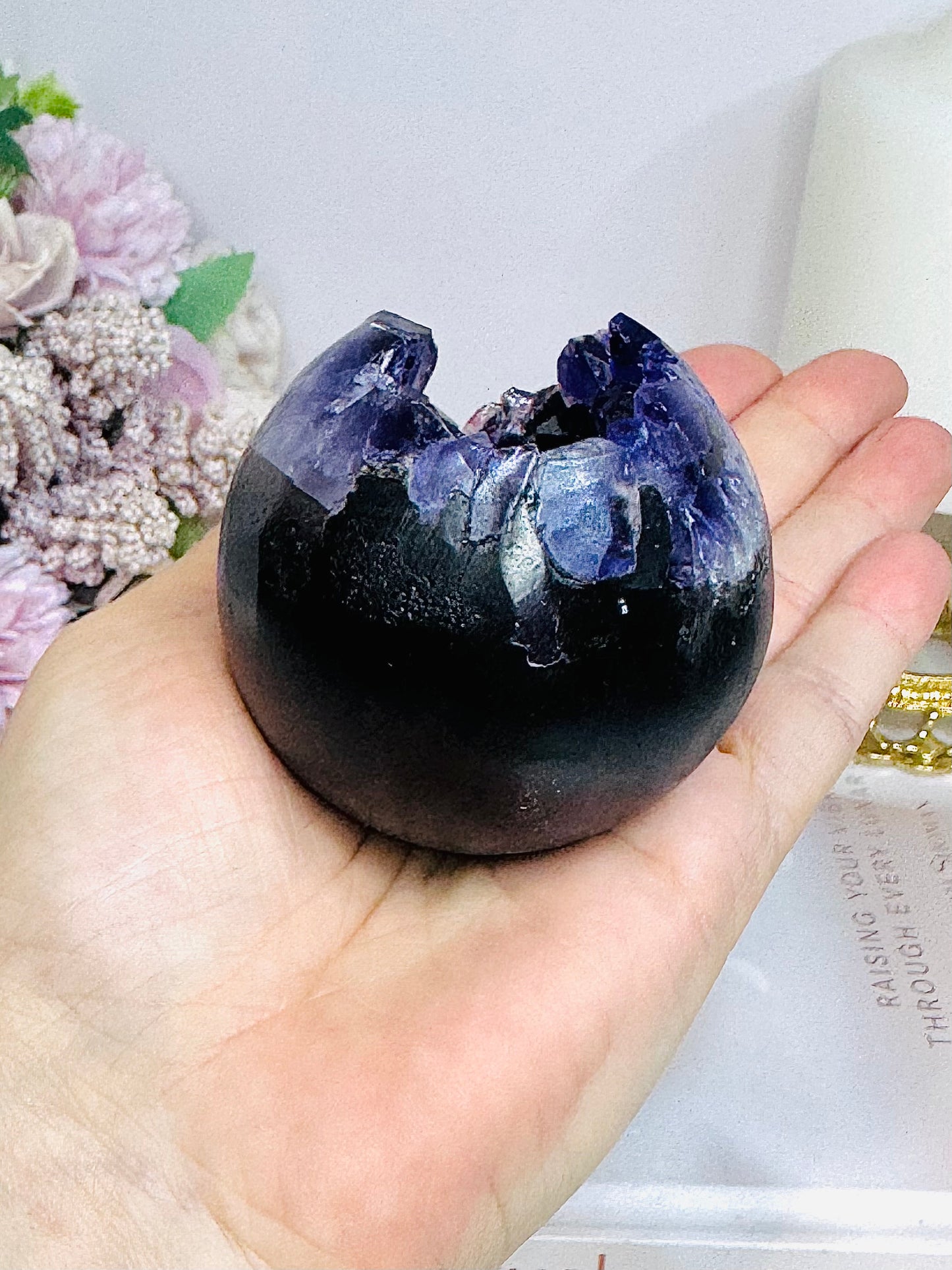 Large Druzy Amethyst Sphere on Stand 306g