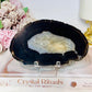 Natural Black Agate Slice On Stand 14cm