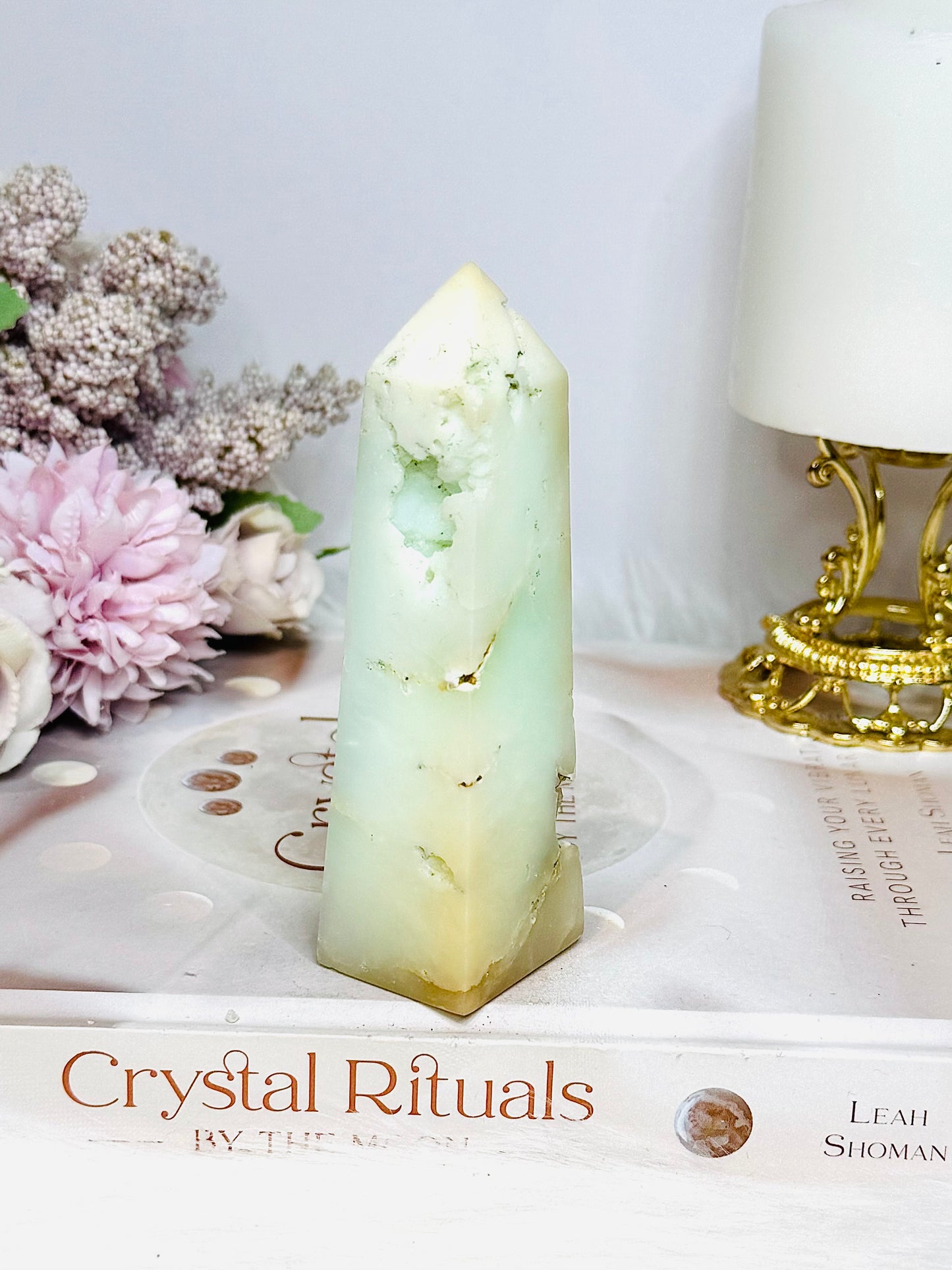Natural Chrysoprase Tower (imperfections are part of her) 11cm