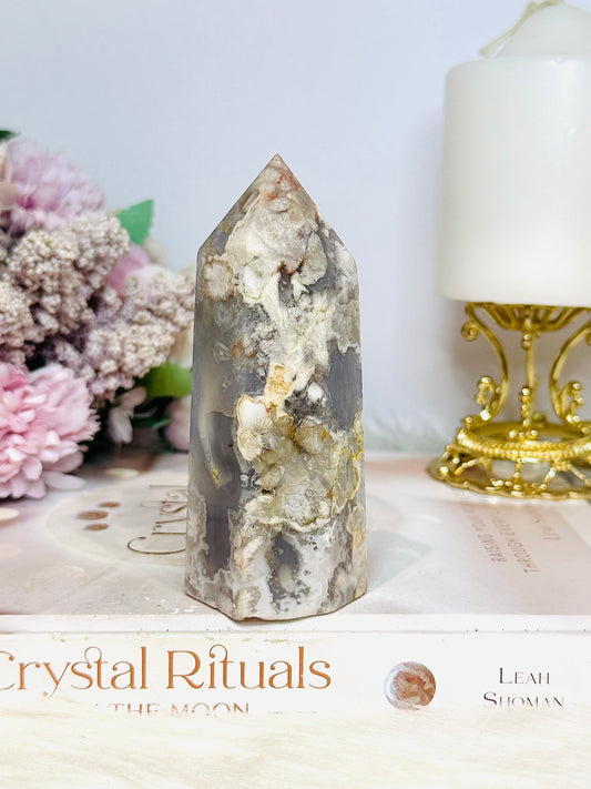 Blue Flower Agate Tower 11cm