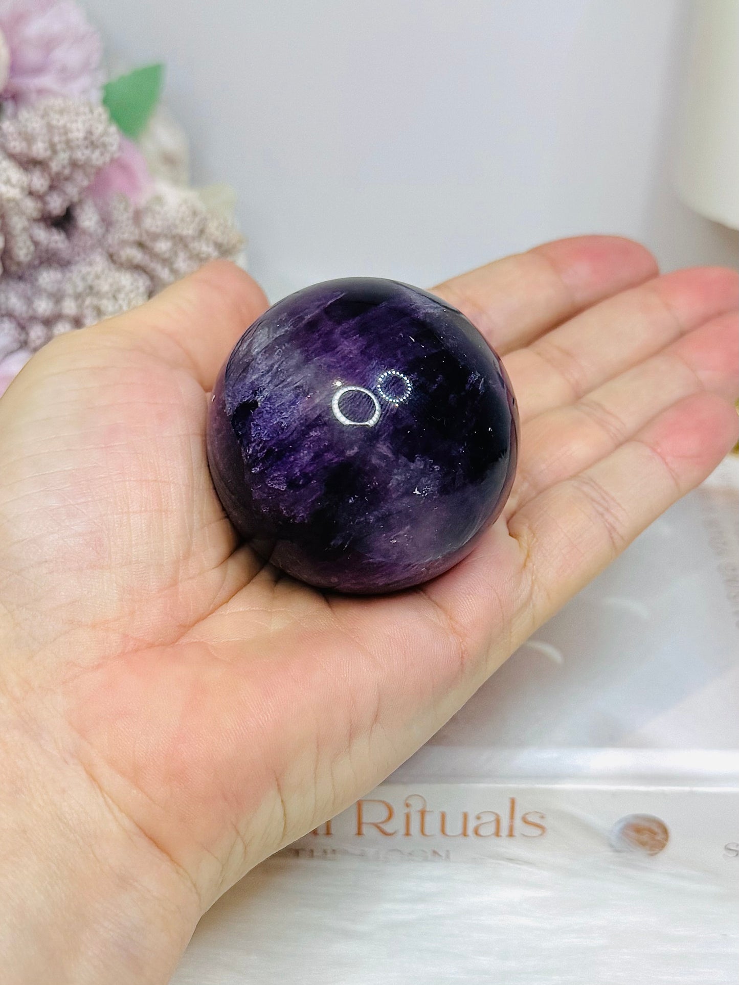 High Grade Purple Fluorite Sphere on Stand 199g