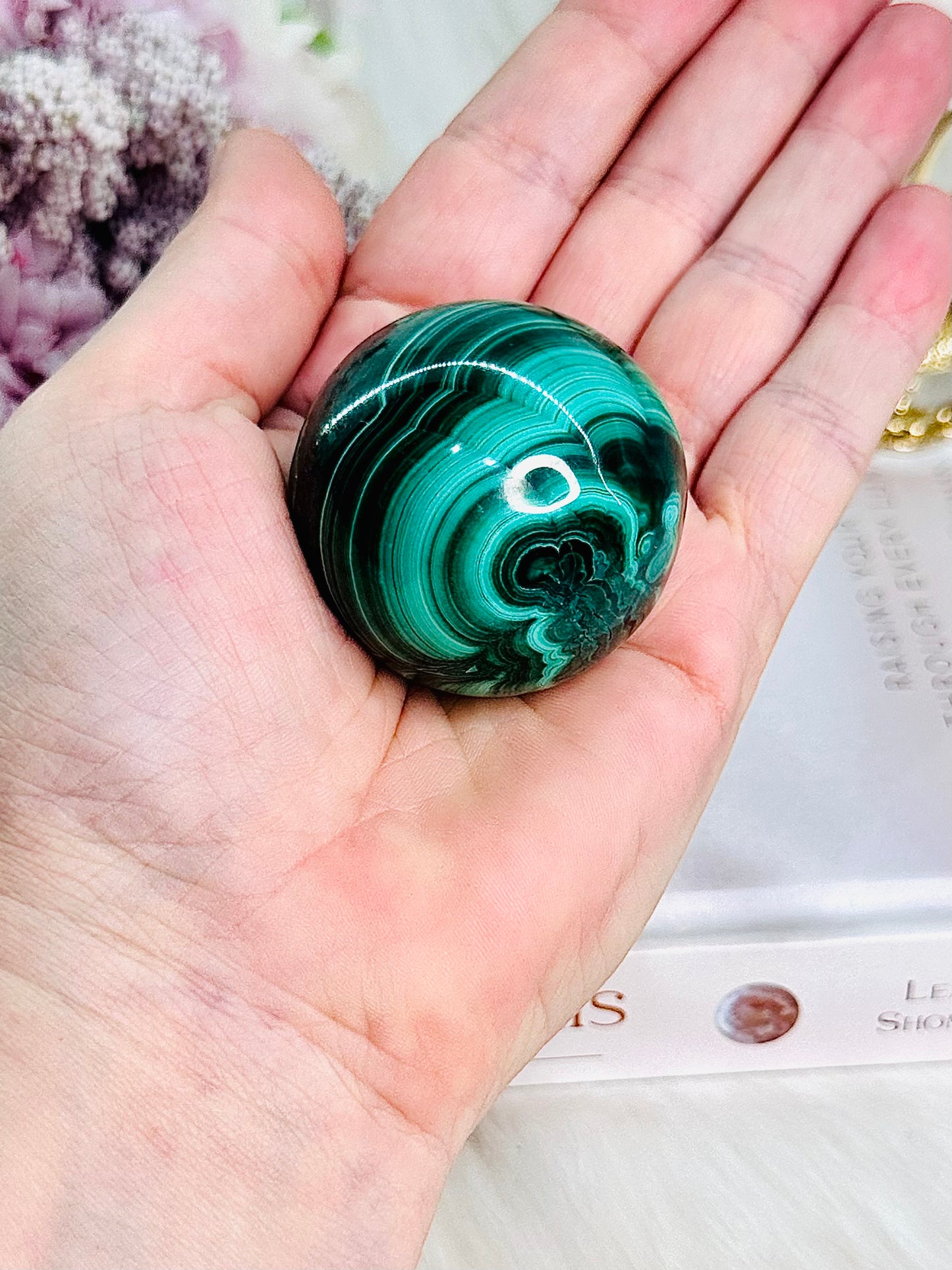 Incredible Natural High Grade Malachite Sphere 176gams On Stand From Congo