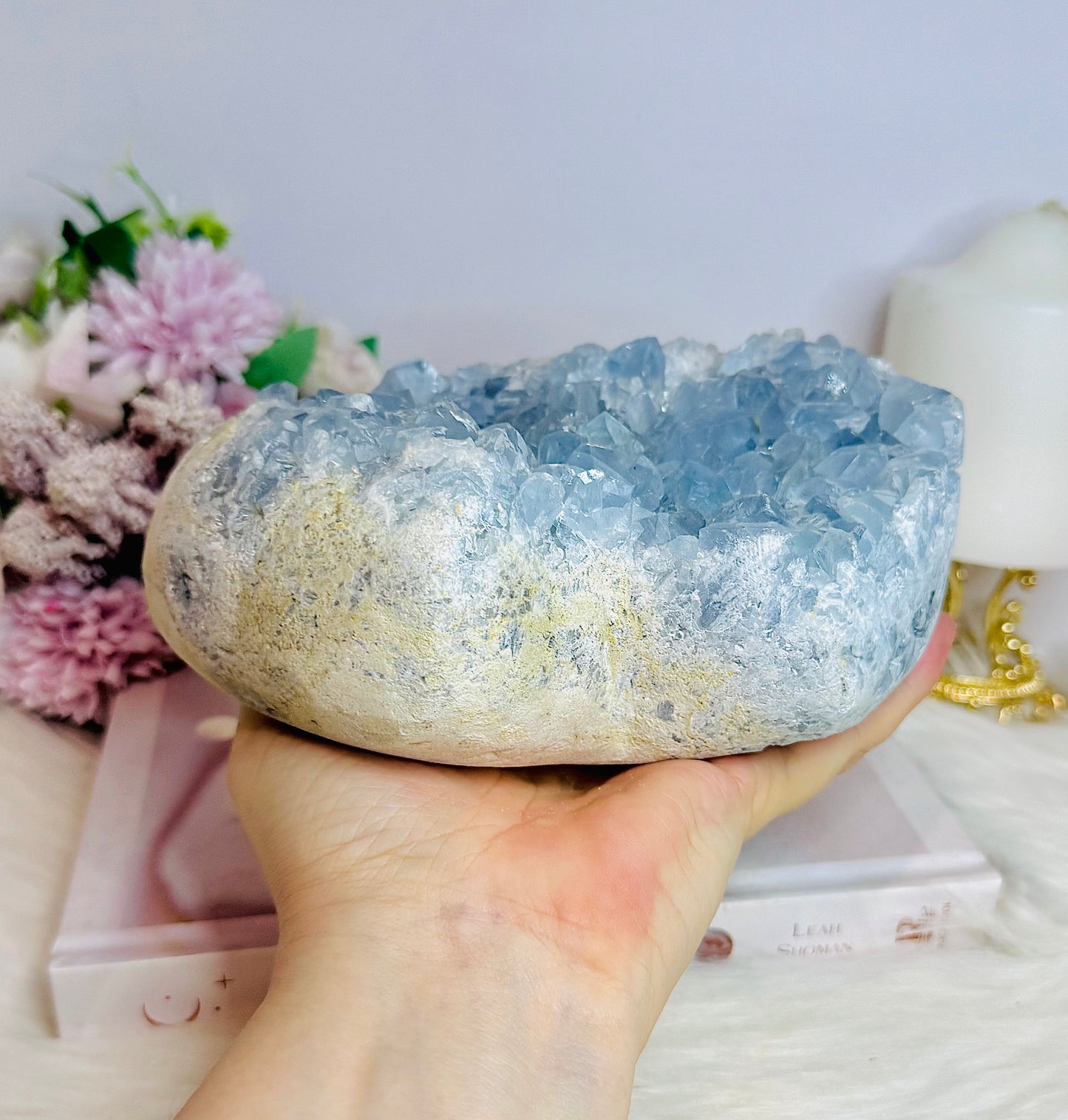 Huge Blue Celestite Cluster Double Heart 17cm 3KG