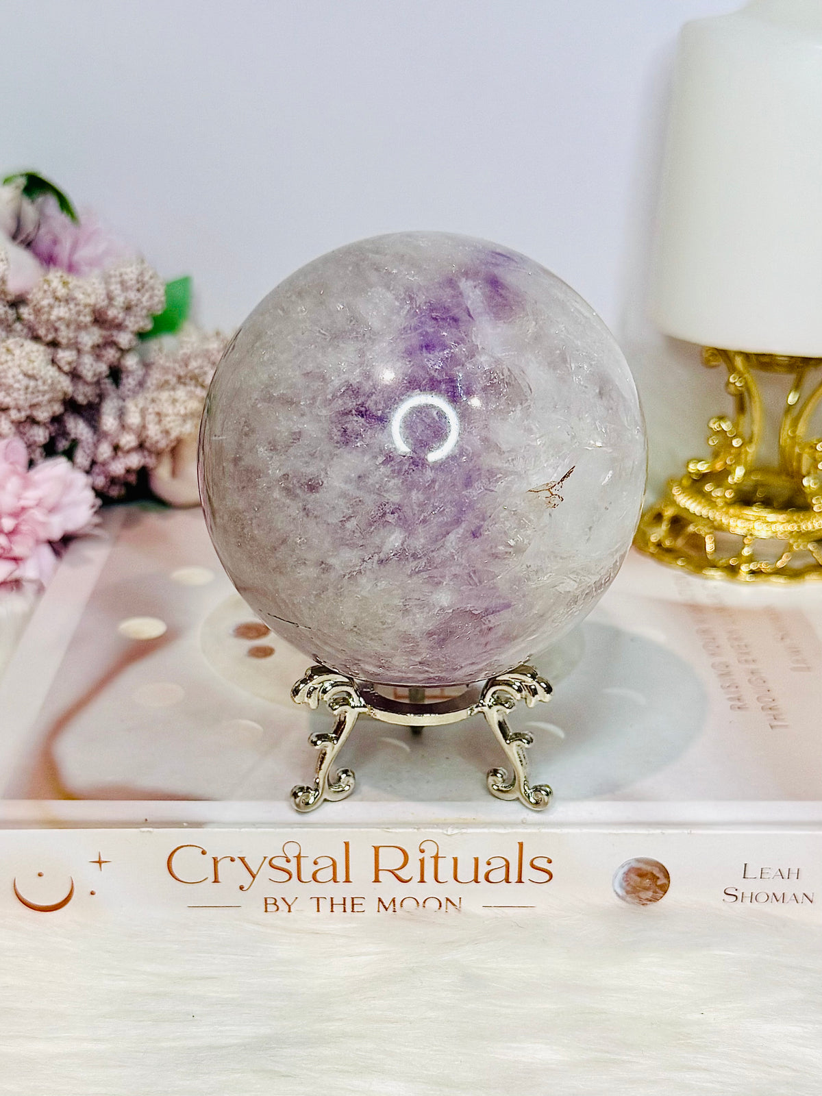 Large High Grade Purple Agate Sphere on Stand 851g