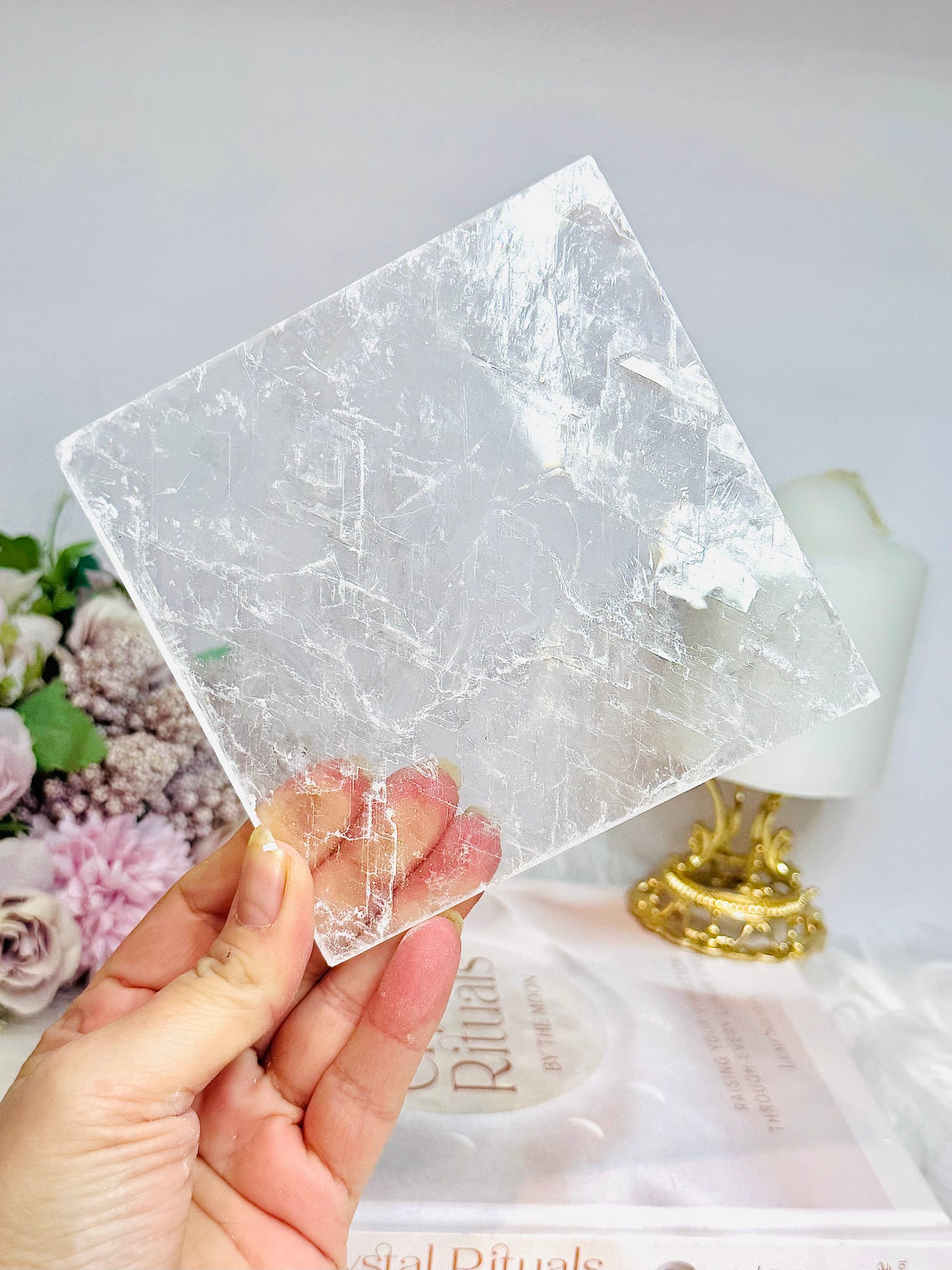 Natural Large Selenite Charging Slab 12cm