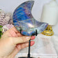High Grade Large Labradorite Carved Moon Full of Flash 19.5cm