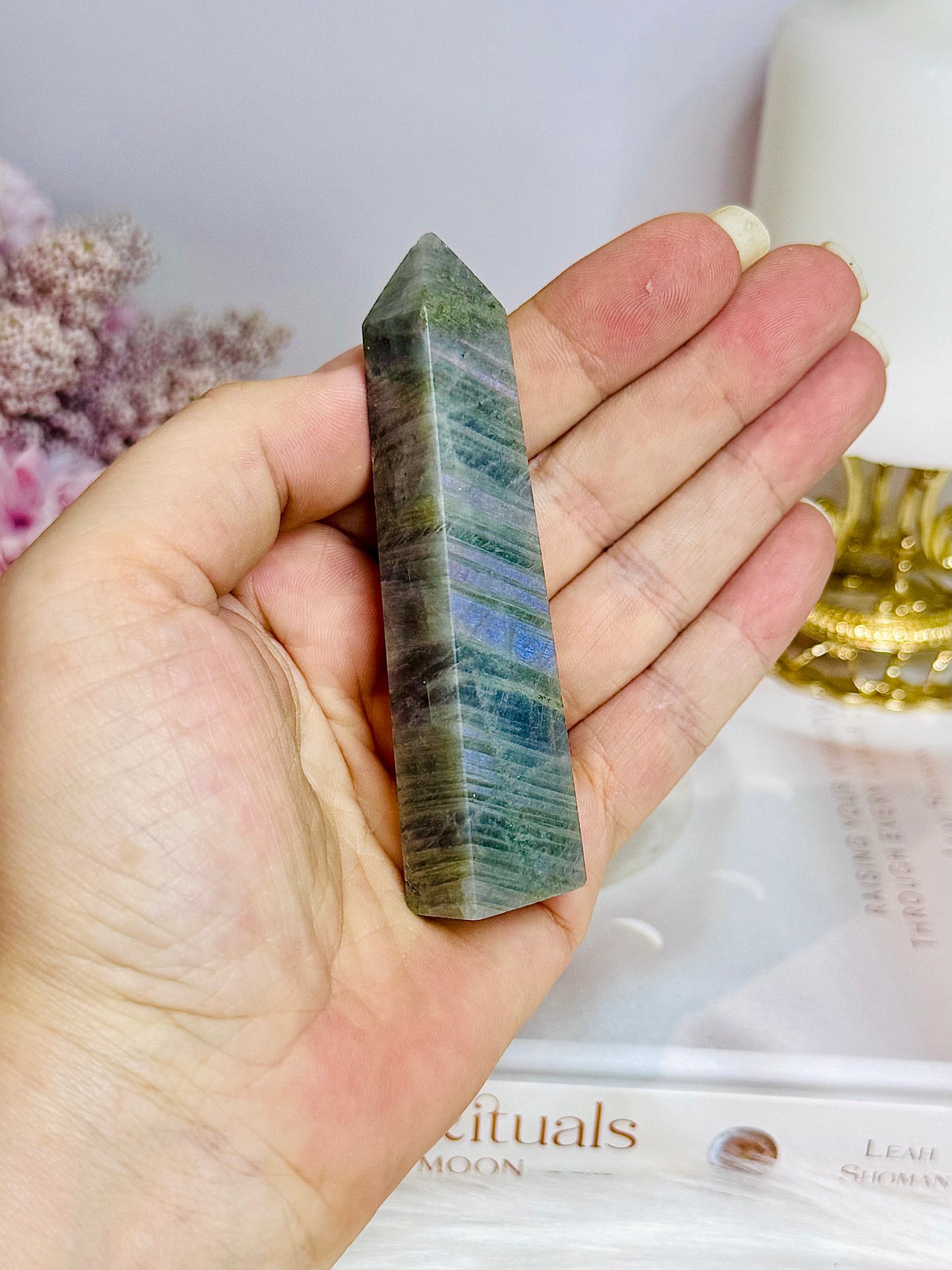 Labradorite Purple Flash Tower 9cm