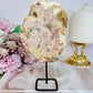 Natural Pink Amethyst Druzy Slab On Stand 15cm