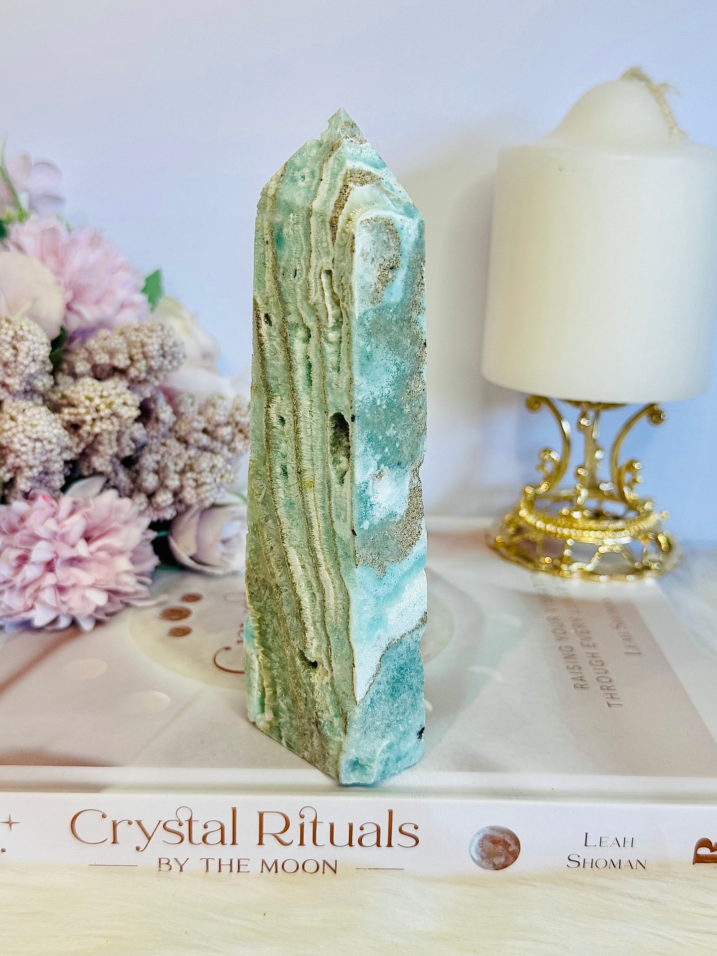 Natural Large 15cm Druzy Hemimorphite Tower