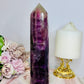 Large 20cm Stunning Purple Fluorite Tower with Rainbows (the tower has a slight tilt)